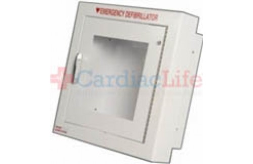 Non-Alarmed AED Wall Cabinet Semi-Recessed w/ AED Signs 